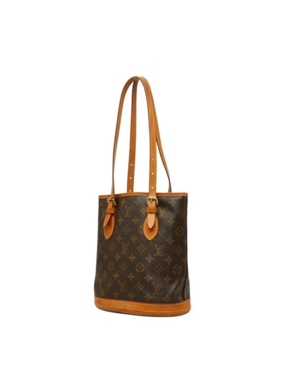Louis Vuitton Monogram Bucket PM Shoulder Bag Brown Leather